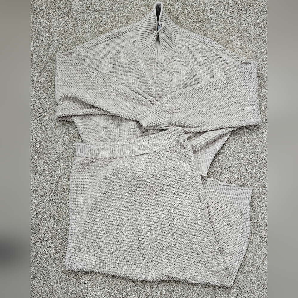 Free People Cream Knit Sweater Set